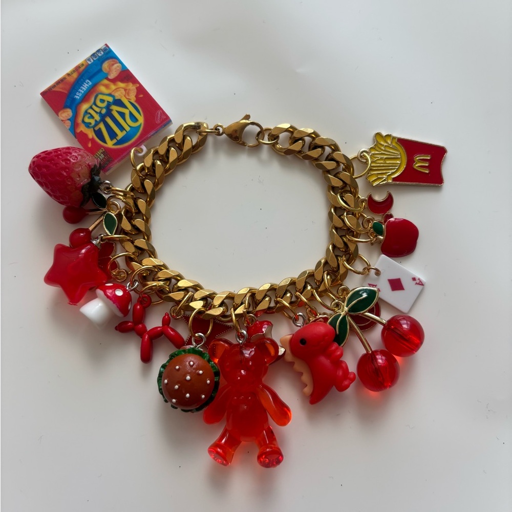 Women’s  Charm Bracelet - Red and Gold